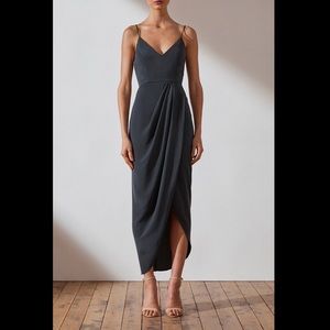 Shona Joy Core Cocktail Midi Dress Charcoal Size 6